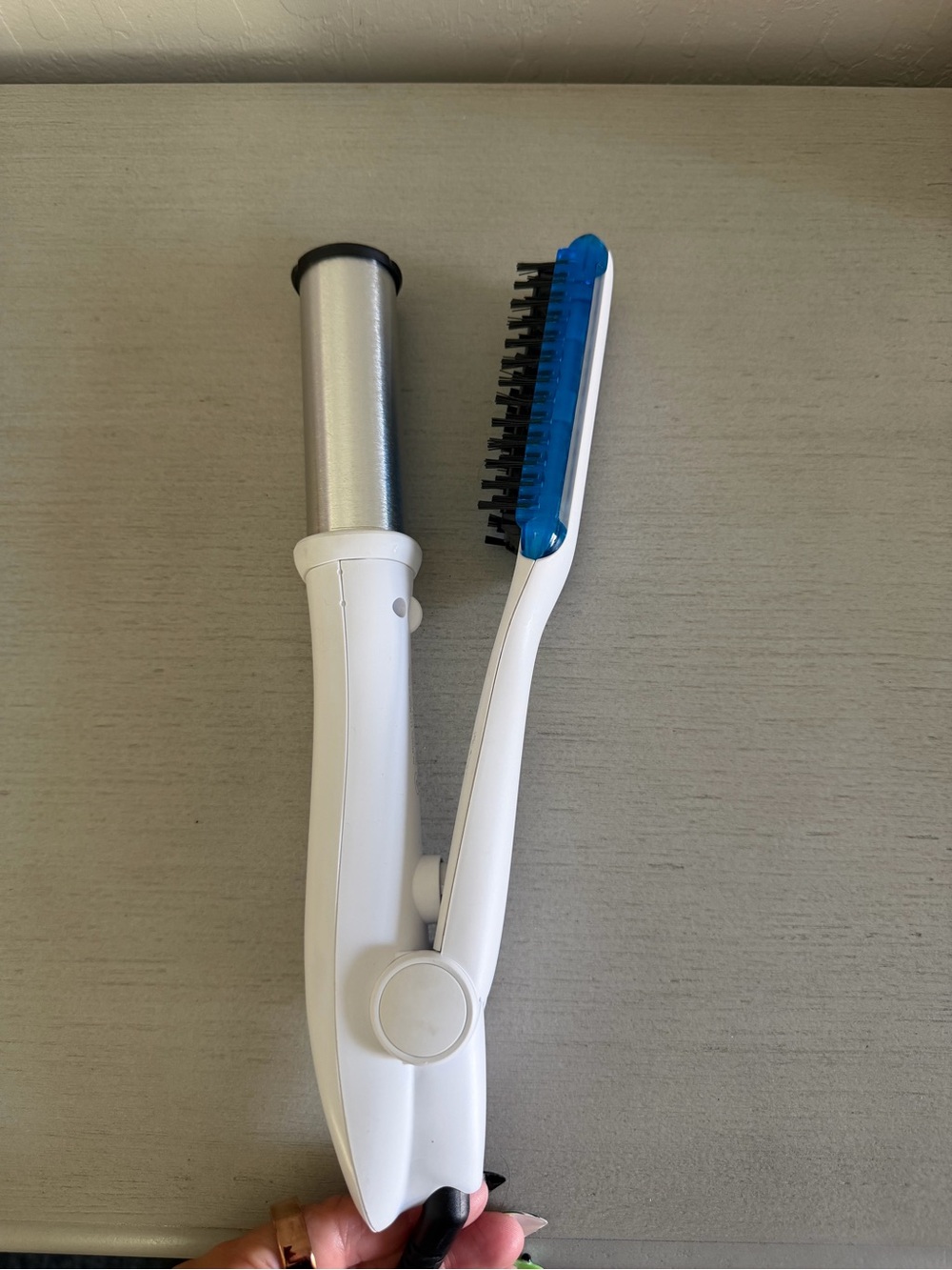 Kids White and Blue Hair Styling Brush with Gentle Bristles